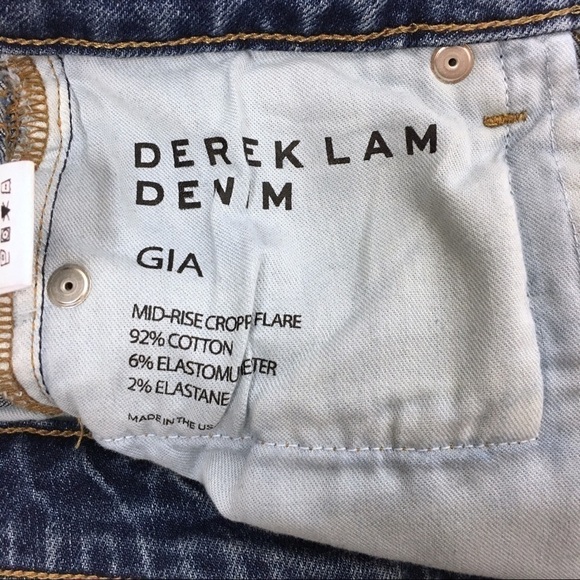 DEREK LAM DENIM Gia Crop Flare Jeans Mid Rise Embroidered Look Stripe Size 25 - Picture 10 of 13